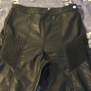 Black, leather look pants